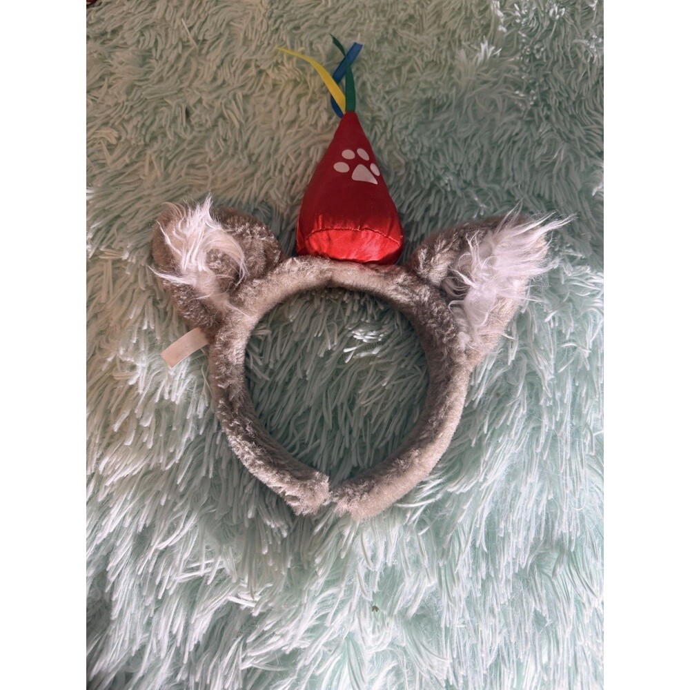 Great Wolf Lodge Headband Birthday Party Hat Plush Gray Fur Ears